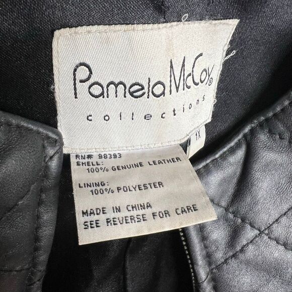 Pamela McCoy Collections *FLAW* Black Quilted Leather Jacket, Women’s L - Picture 4 of 6